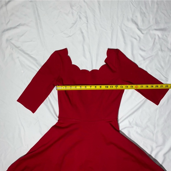 Lulus Tip the Scallops Red Scalloped Skater Dress Size S - Picture 9 of 12